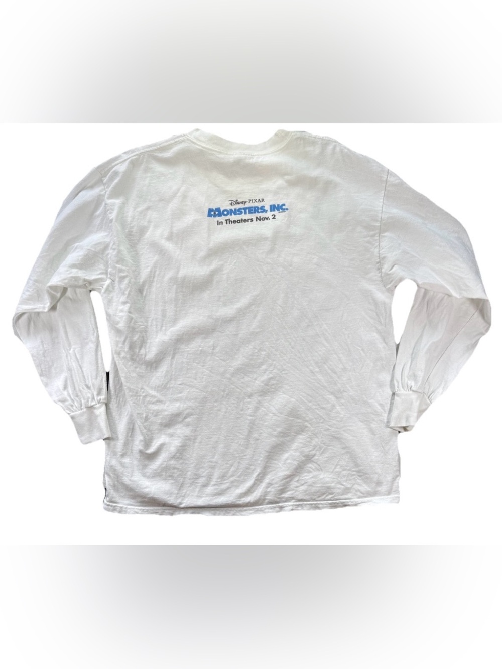 Vintage Disney Pixar Monsters Inc Movie Promo T-Shirt Long Sleeve Adult XL White - Picture 2 of 4